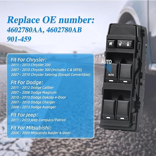 WUANGKI Master Power Window Switch Front Driver Side Compatible with 07-10 Chrysler 200 300 Sebring, Dodge 08-13 Avenger Caliber Charger Magnum Dakota,11-13 Jeep Compass Patriot Replaces OE#4602780AA