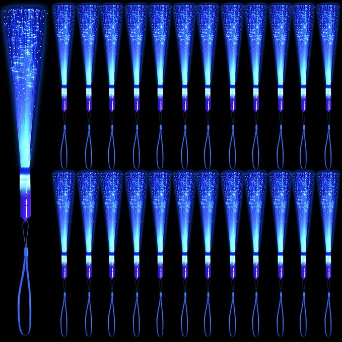 36 Pack Blue Glow Fiber Optic Wands Bulk Light up Wand Glow Sticks by NUDALA