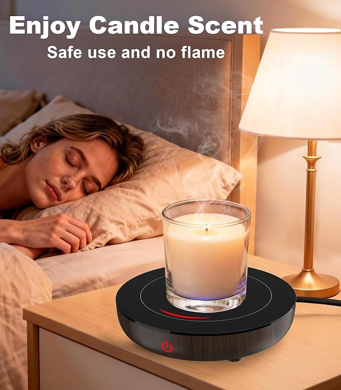 Kepwam Coffee Mug Warmer for Desk, 3-Temp Fast Heating Cup Warmer with 6H Auto Shut Off, LED Light & Smart Candle Warmer for All Beverages, Ideal Gifts for Women Men