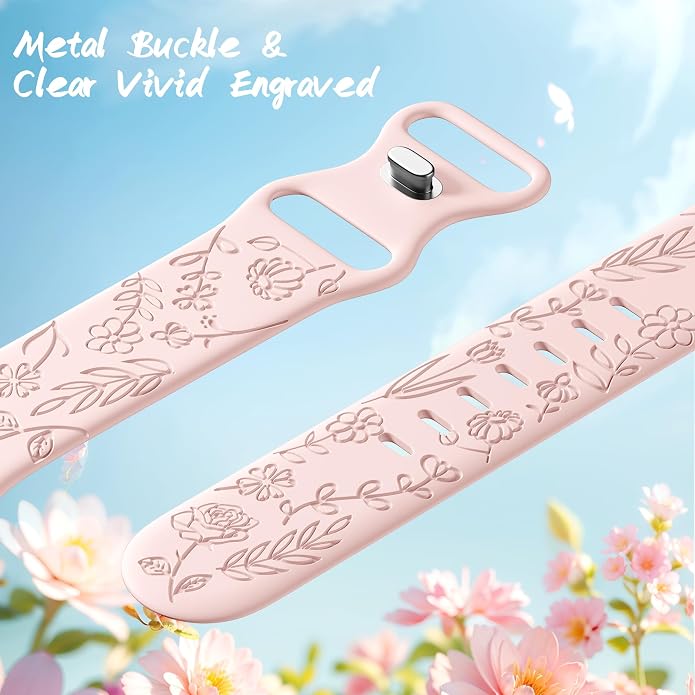 SNBLK 6 Pack Floral Engraved Bands Compatible - Image 3