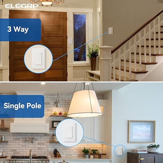 ELEGRP Dimmer Switch, Digital Dimmer Light Switch for LED Lights 150W, INC/HAL 450W, 3 Way LED Dimmer Switch, Needs Neutral Wire, Wall Plate Included, UL Listed, 10 Pack, Matte White