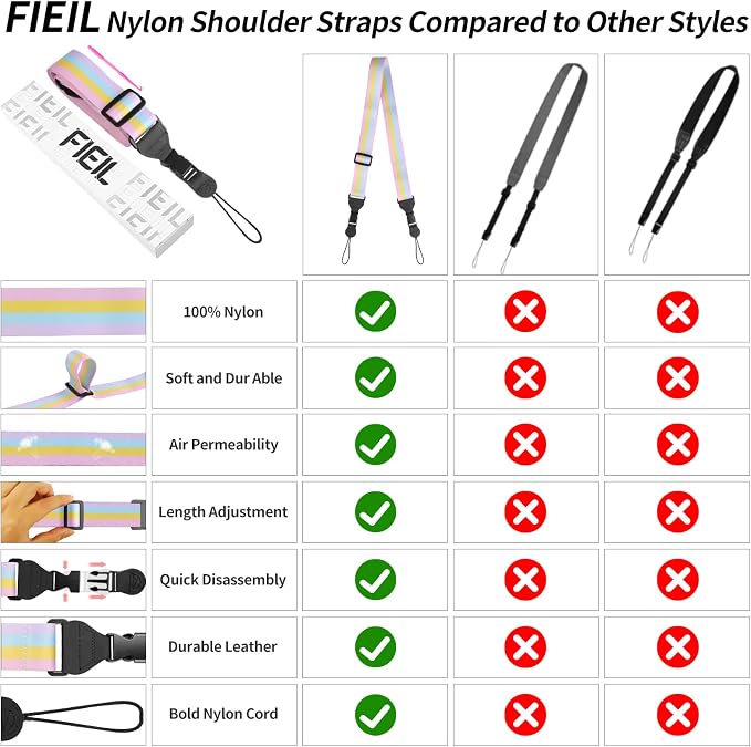 FIEIL 5 Pack Adjustable Shoulder Strap, Nylon Camera Strap, Comfortable Neck - Image 5