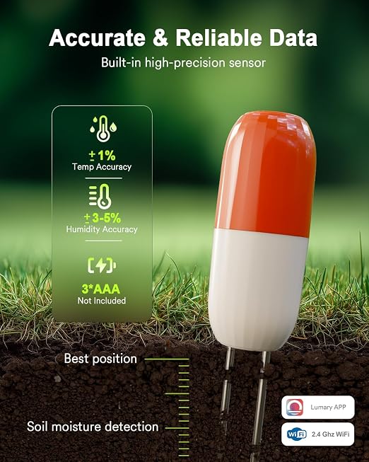 Lumary Wireless WiFi Moisture/Temperature Soil Meter, 2 in 1 Real-time Monitor - Image 3
