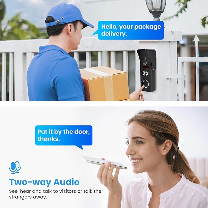 Wired Smart Video Apartments Intercom System,10 Inch Monitors with 1080P Doorbell Camera,3-in-1 Unlocking,TUYA WiFi Door Phone Kits, Ideal for Villas & Homes (2 doorbell + 4 Monitor)