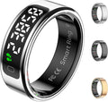 Smart Ring Health Tracker with Display Screen, Sleep Tracker with Heart Rate, Fitness Ring Step Tracker for Activity Monitoring/Steps/Calories,Wireless Charging, for iOS Android (Silver,9#)
