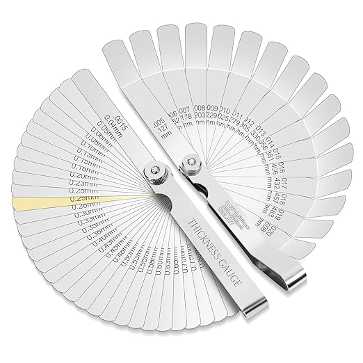 Tokyzexi 2Pcs Stainless Steel Feeler Gauge Set,32 Straight Blades Feeler Gauge&16 Pieces Angled Feeler Gauge Set, Measure Gap and Thickness for Guitar, Spark Plug, Valves Piston Measure Filler Gauge