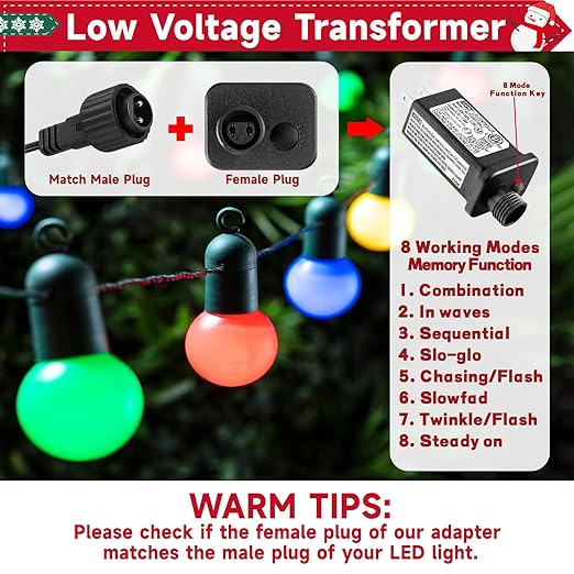 4.5V 1A LED Controller Model JT-EL/FC045V1000-C Class 2 Power Supply Replacement with 8 Lighting Modes and Memory for Christmas Light, LED String Light
