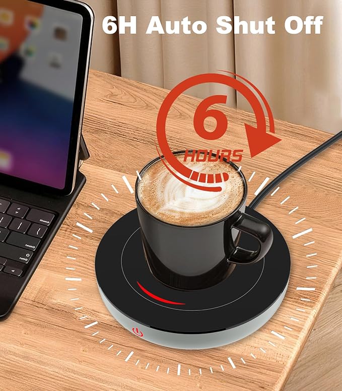 Kepwam Coffee Mug Warmer for Desk, 3-Temp Fast Heating Cup Warmer with 6H Auto Shut Off, LED Light & Smart Candle Warmer for All Beverages, Ideal Gifts for Women Men