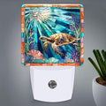 PODMemory Sea Turtle Stained Glass Night Lights Plug into Wall for Room, Sea Turtle Night Light LED for Bedroom