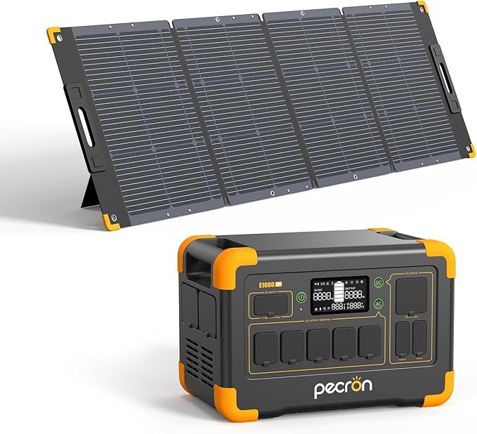 pecron 1800W Solar Generator with 200W Solar Panel, 1024Wh Portable Power Station LiFePO4 Battery Backup, 100W USB-C Output Solar Generator, Fast Charging for Home Use, Camping, RV, Emergencies
