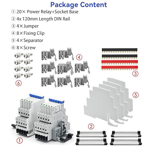 UL Listed 20Pcs 5V Electromagnetic Relay 5 Volt DC Relay Miniature 1NO 1NC 6Amp SPDT with LED Indicator, Socket Base and DIN Rail Module