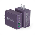 [2Pack] 60W USB C Plug,5-Port Fast Charger Block PD+QC Cube Wall Charging Box Brick for iPhone 17/16/15/14/13 for Samsung Galaxy S25/S24/S23/S22/S21+/S21 Ultra, Magsafe Wireless Charger,(Purple)
