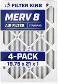 Filter King 19.75x21x1 Air Filter | 4-PACK | MERV 8 HVAC Pleated A/C Furnace Filters | MADE IN USA | Actual Size: 19.75 x 21 x .75"