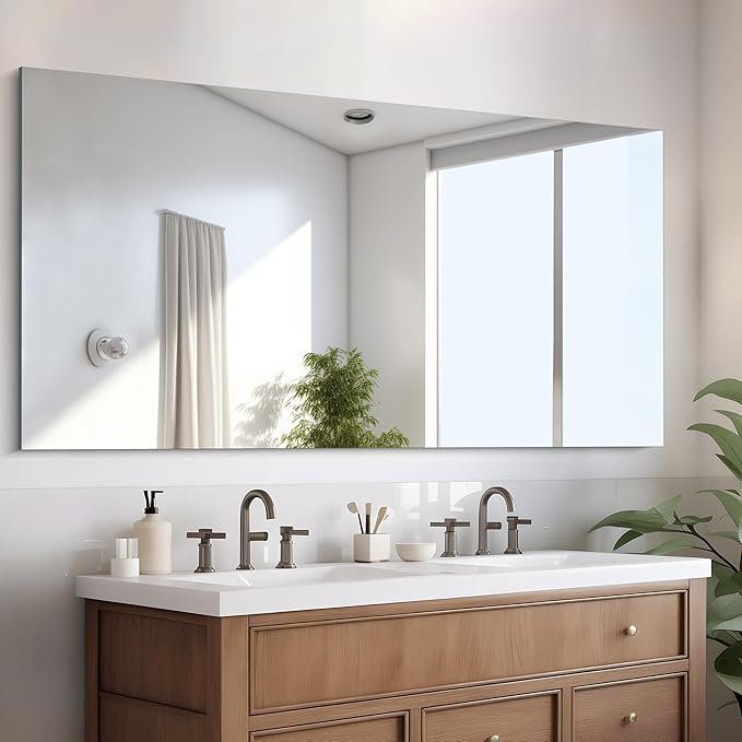 CILIBER Frameless Mirror, 30x60 Inch Large Bathroom Mirrors for Wall, Upgraded Shatterproof Rectangle Vanity Mirror Over Sink with Polished Edge for Bathroom,Bedroom,Living Room and Entryway