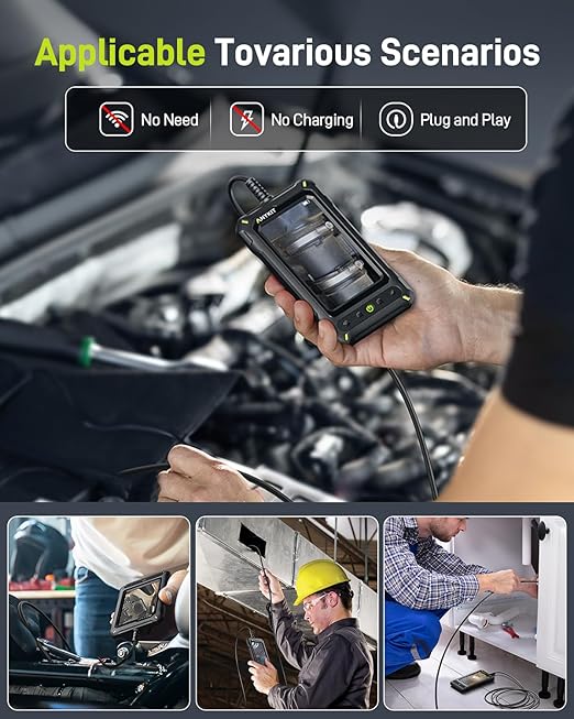 Borescope Inspection with Light, Industrial Endoscope Camera with 4.3” HD Screen, Waterproof Digital Snake Camera, Semi-Rigid Cable Bore Scope for Home Pipe, Engine, Inside Wall, Duct (11.5 FT)