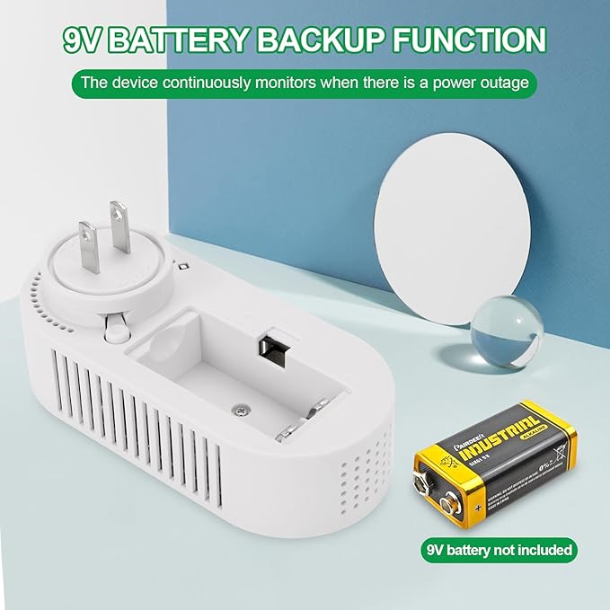 5-in-1 Carbon Monoxide Detector & Natural Gas Leak Alarm,AC-Plug-in CO Alarm & Explosive Gas Detector Battery Backup with Temperature(°F) & Humidity,Three Levels Volume & Brightness for Home,RV,Hotel