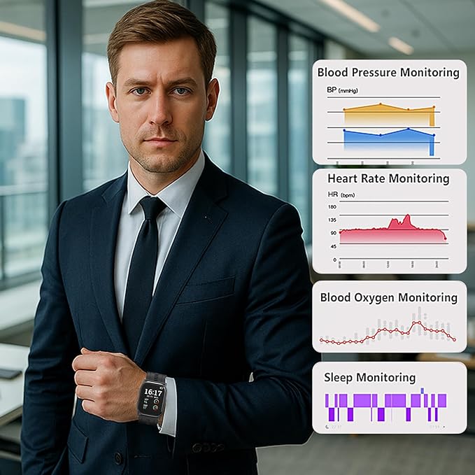 Blood Pressure Monitor Watch with FDA 510(k) Clearance,Blood Pressure Watch with Heart Rate,Blood Oxygen (Wellness), Medical Watch for Health Data Monitor，Activity Tracker