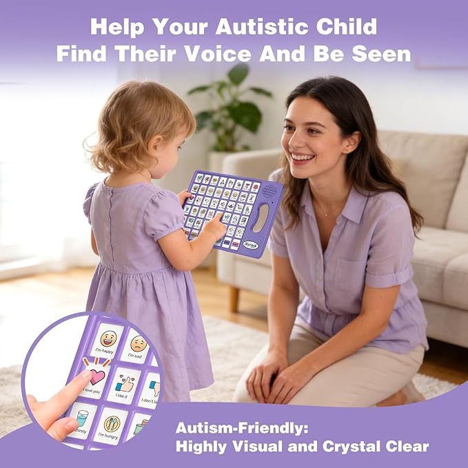 Joyreal AAC Device for Autism, Non Verbal Communication Tools for Speech Therapy & Stroke Rehab. Communication Tablet, Autism Talking Aids with 8 Programmable Buttons & Adjustable Volume (Purple)