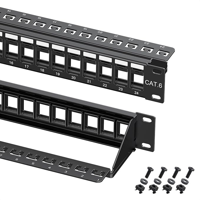 Cable Matters Rackmount or Wall Mount 1U 24 Port Keystone Patch Panel by CableMatters