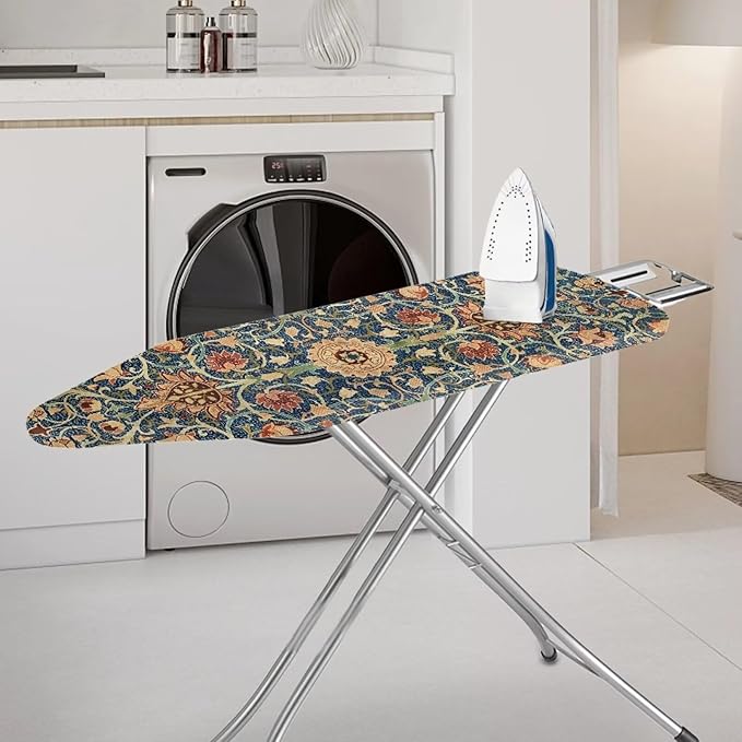 ZCFYGDX Vintage Flower Print 15 x 54 Ironing Board Covers Nylon Buckle Straps Fasteners & Elastic Edge Stain Resistant Breathable,Suitable for Multi-Size Iron Board Relaxing Ironing Experience
