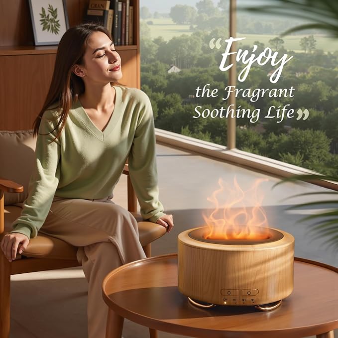 Essential Oil Diffuser for Home: 500ML Aroma Diffuser for Hotel Office Yoga Room - Humidifier with 9 Colors LED Night Light for Kids/Women Home Relaxation,Orange Yellow
