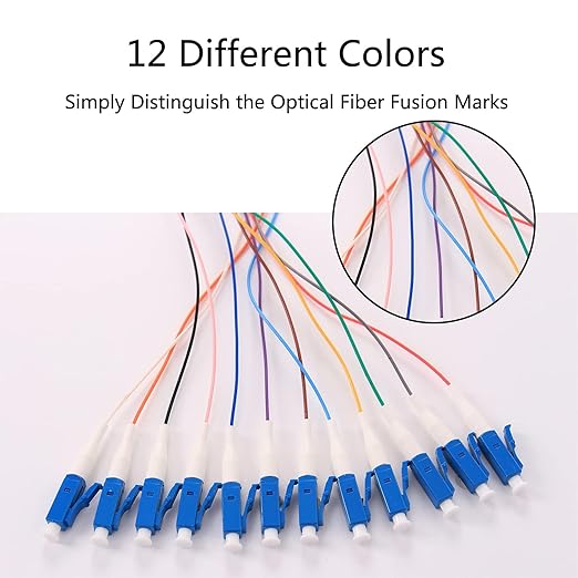 1.5 Meter 12 Strand SingleMode 9/125 LC-UPC Fiber Pigtail, 12 Color-Coded LC - Image 3