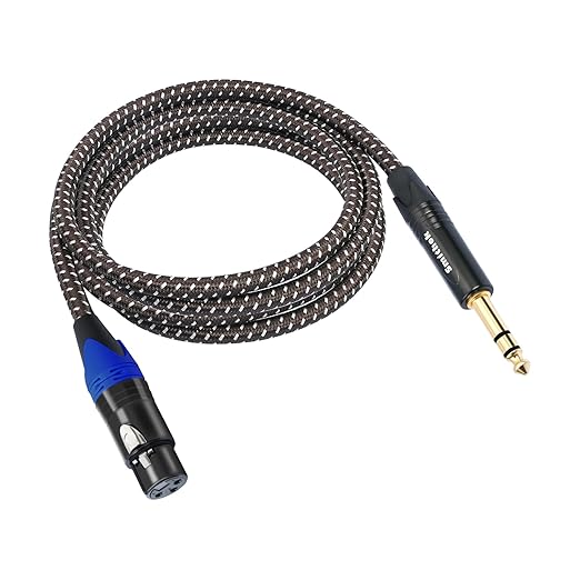 Smithok 1/4 to XLR Cable,Heavy Duty Nylon Braided,Gold Plated Plug,Balanced 1/4" TRS (Quarter Inch 6.35mm) to 3pin XLR Female Patch Cable, Microphone Cable, for Speaker,Mixer-10ft(3M)