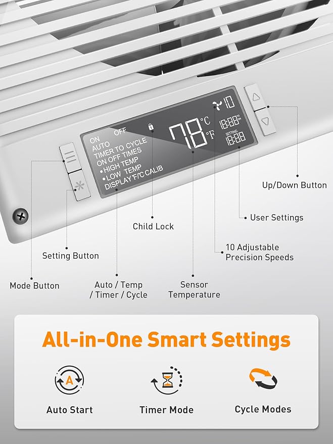 Xcity 8-Inch Room to Room Fan, Through-the-Wall Air Transfer Fan with Remote, 10-Speed Temperature Control, Quiet Reversible Airflow Ventilation for Bedroom, Kitchen & Laundry