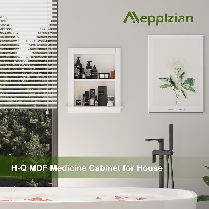 Recessed Medicine Cabinet for Bathroom Niche for Shower Wall for Bedroom,14x18 in Wall Shower Niches,Medicine Cabinet with Storage,Bathroom Wall Niche Insert for Drywall,MDF,Fully Assembled