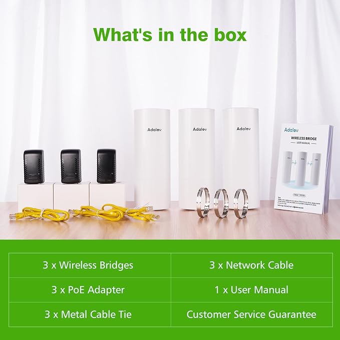 AdaLov 3PCS Wireless Bridge Kit, Gigabit Point to 2 Points Outdoor WiFi Bridges - Image 7