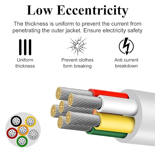 16 Gauge 6 Conductor Electrical Wire, 100FT Low Voltage 16/6 Tinned Copper Stranded 6 Wire Cable, 16 AWG White Flexible Extension Power Cord for Sprinkler, Thermostat, Speaker, Irrigation, Automotive