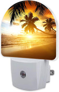 sndheke Tropical Ocean Beach Night Light, Palm Trees at Sunset Dusk to Dawn Night Light Plug in,0.5w Energy Saving Sleep Friendly NightLight for Kids Boys Girls Home Decor