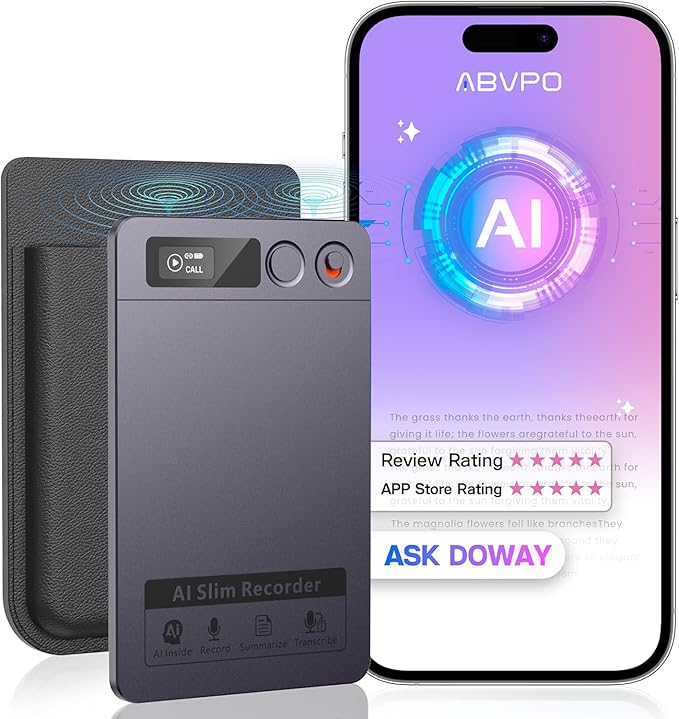 AI Voice Recorder, Note Pro Voice Recorder Transcribe & Summarize, AI Noise Cancellation Technology, Supports 152 Languages, 64GB Memory APP Control Audio Recorder for Lectures, Meetings, Calls