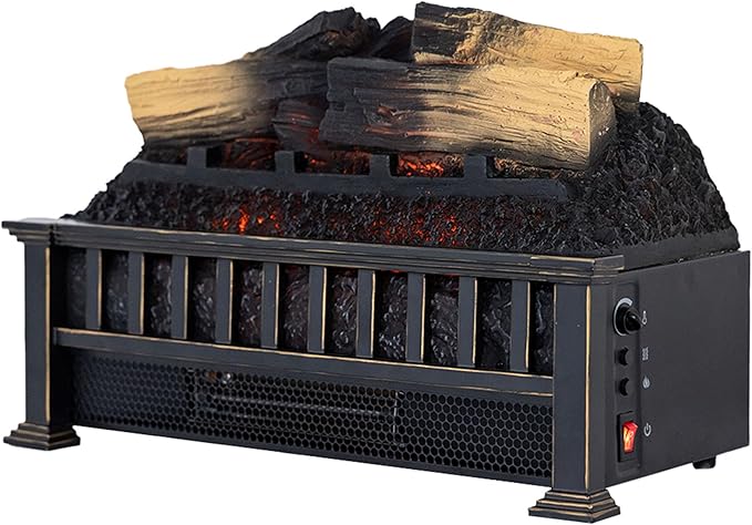 Country Living Electric Fireplace Logs, 20” LED Electric Fireplace Inserts with Infrared Heater, Electric Heater Heats up to 400 Sq. Ft., Remote Controlled Infrared Heaters for Indoor Use, Log Set