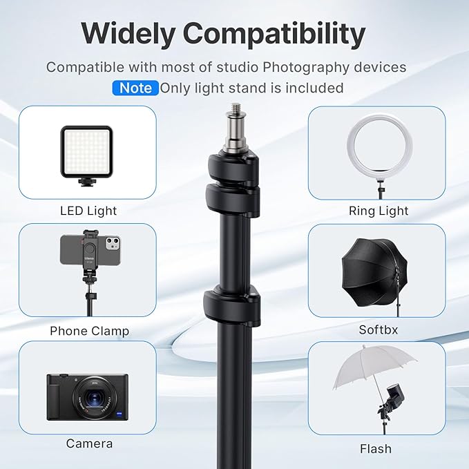 Ulanzi TT43 Extendable Photography Light Stand, Adjustable 6.23ft Aluminum - Image 3