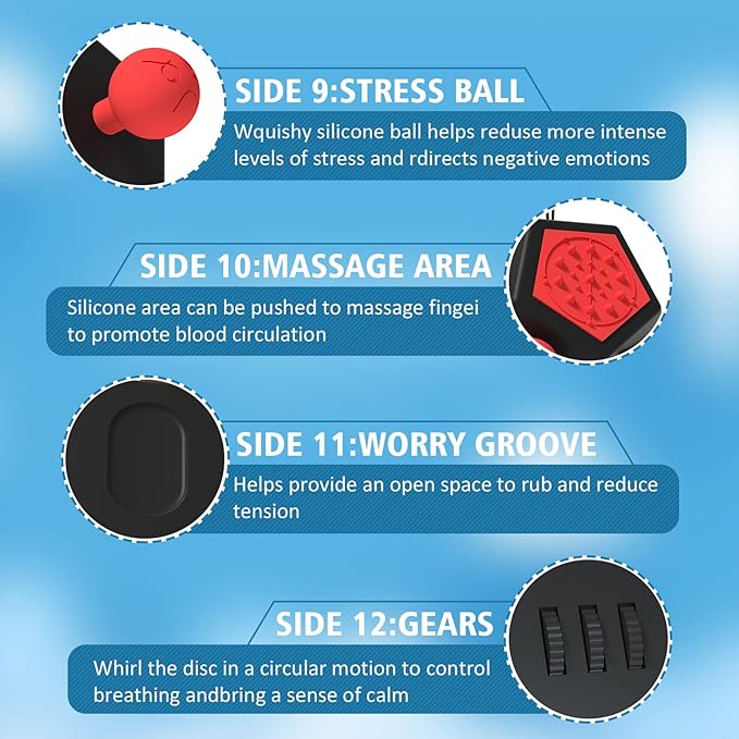 Fidget Dodecagon –12-Side Fidget Toys Cube Relieves Stress and Anxiety Anti Depression Travel Toy Christmas Stocking Stuffers Gifts for Children and Adults (A4 Black red)