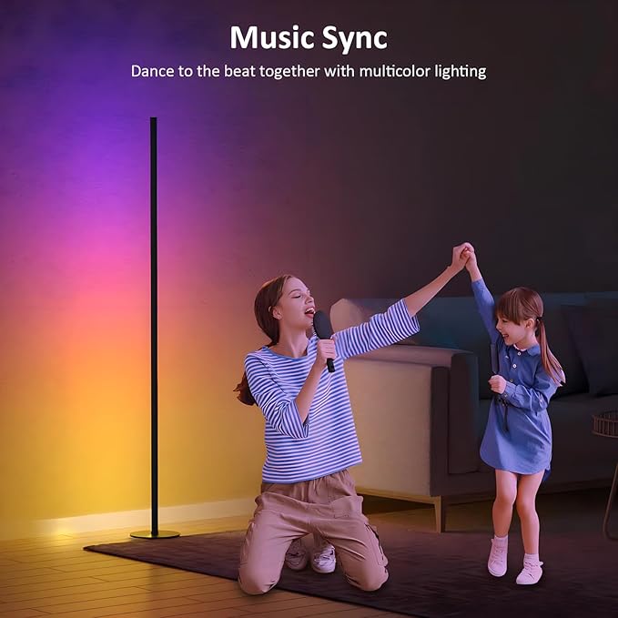 Eastfine Corner Floor Lamp, RGBWW IC Corner Lamp with APP and Remote Control, LED Floor Light with 16 Million DIY Colors, Color Changing Ambient Light for Living Room, Bedroom, Gaming Room
