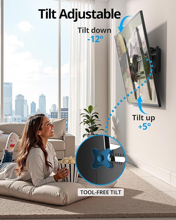 85 86 98 100 inch Heavy Duty Tilt TV Wall Mount Bracket for 65-120" Large TVS Up to 220LBS,Ultra Slim Tilting TV Mount, Max VESA 900×600mm, 16/18/24/32" Studs,Fit Most 65+ 75+ 120 TVs