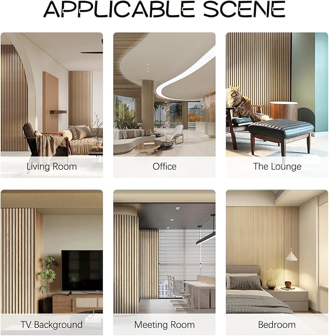 ARMURO Wall Panels for Interior Wall Decor - Wood Slat Wall Panel Samples Pack (4PCS) - Wall Decor Natural Oak/Walnut/Oak (Grey)/Smoked Wood Wrapped Soundproof Wall Panels