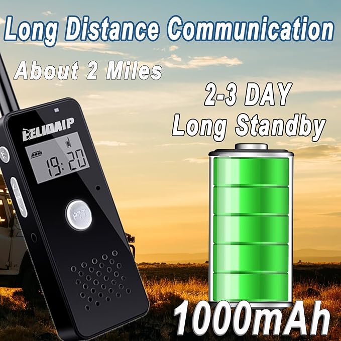 ELIDAIP T-M16 Small Walkie Talkies,Portable Two Way Radio with Earpiece & Mic Set Headsets,VOX Hands Free for Restaurants,Hotel,Sports & Outdoor Activities,Hospitals,Tourism,Black 2 Pack