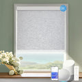COOLWINDS Motorized Blinds with Remote Cordless Automatic Motorized Shades Custom Blinds for Windows Smart Curtains Compatible with Alexa Google Home(Blackout Jacquard Grey,W24 x H72in)