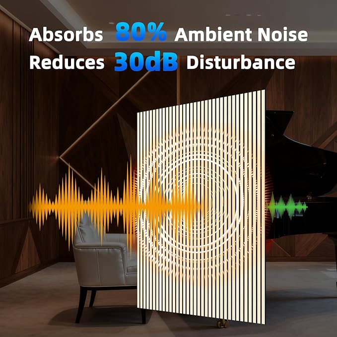 Art3d 4-Piece 94 x 12.6 Inch Acoustic Lightweight Slat Wall Panel - Waterproof Wood Textured Wainscoting Panel of 33 Sq.Ft for Bedroom, Home Theater Office Accent Wall, White Elm