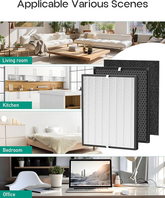 Elnuliros Premium Replacement Filter Compatible with AirDoctor AD3000 Air Cleaner Puri-fier, Not for AD3500 Version, Include 1 Premium Filter + 1 Carbon Filter + 4 Pre-Filters, Part # ADF3001, ADF3002