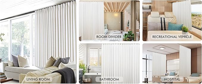 ChadMade Ceiling/Wall Mount Curtain Track Rod Set with Hooks, 6ft - 9ft Adjustable Length Window Rod Track Curtain Rail System For Living Room Bedroom, Work with Grommet and Pinch Pleated Curtain