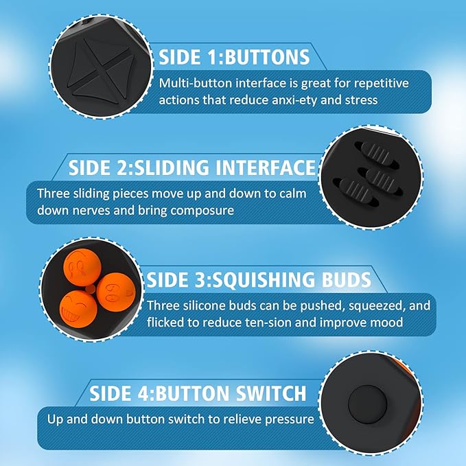 Fidget Dodecagon –12-Side Fidget Toys Cube Relieves Stress and Anxiety Anti Depression Travel Toy Christmas Stocking Stuffers Gifts for Children and Adults (A1 Black)