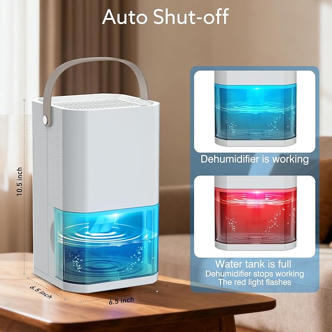 Litever Dehumidifier Highly Efficient for Home. Compact Quiet Portable with Auto Shut OFF. 57OZ Water Tank. Delay-Off Timer and Ambient Light. Good for Small Bedroom Bathroom Basement RV Camper Closet