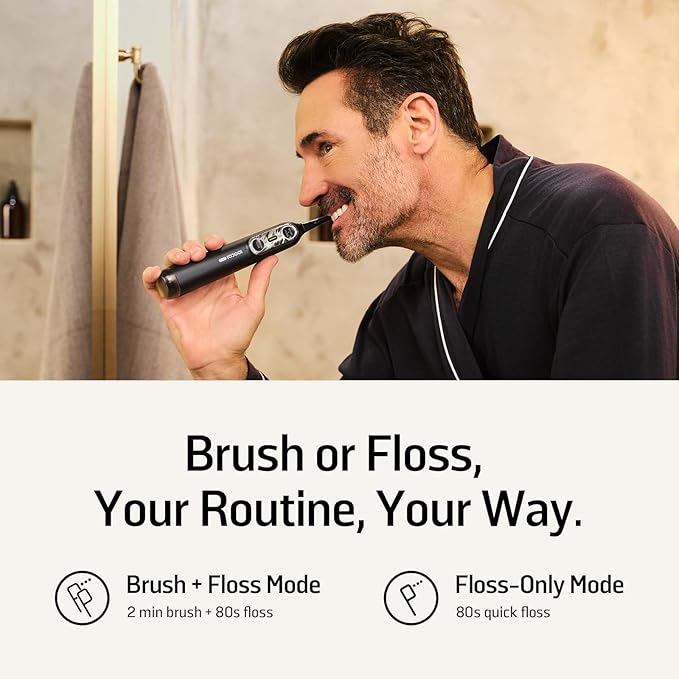 Soocas NEOS II Ultra – Electric Toothbrush with Water Flosser Combo, 3-in-1: Flosses, Vibrates and Oscillates, Flossing Toothbrush for Adults, Cordless Water Flosser for Travel, Midnight Blue