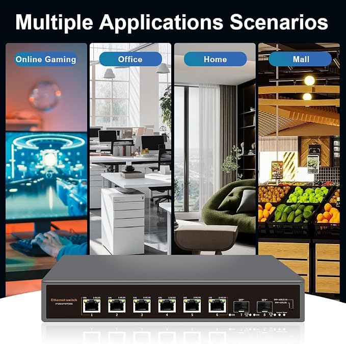 8-Port 10G Unmanaged Ethernet Switch, 6×10G Base-T & 2×10G SFP+ Uplink - Image 6