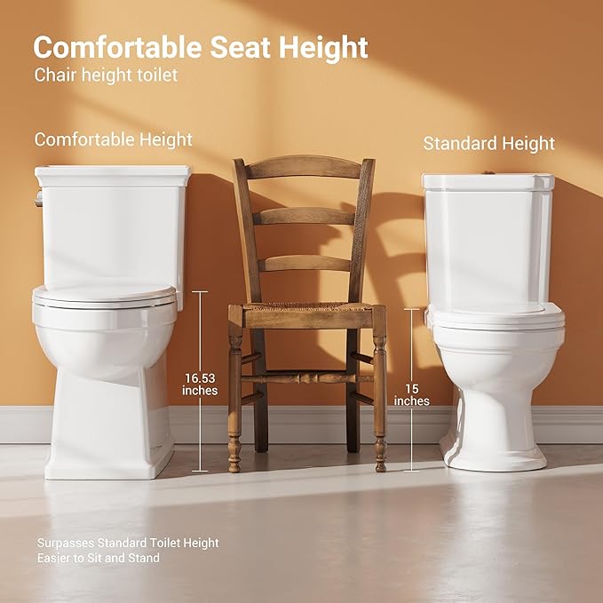 One-Piece Toilet with Classic Design, ADA Height, 1.28 GPF, Durable Ceramic Toilet for Bathroom, CUPC Certified