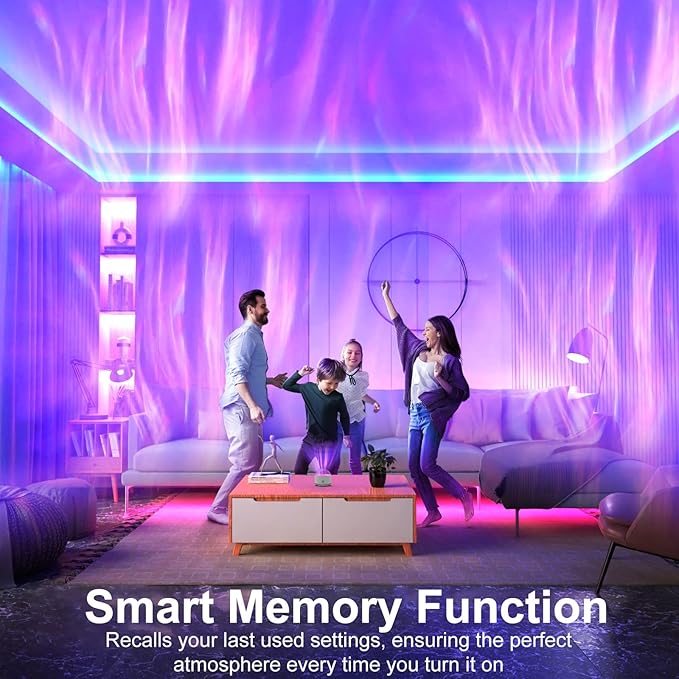 HUMIIEYE Northern Light Projector, Battery Operated Aurora Night Light, 16 Colors Galaxy Lamp Ocean Wave Ceiling Projector Mood Ambient Lighting for Bedroom Party Adults Kids Room Toddler Girl Gift